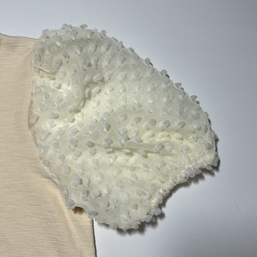 Maeve by Anthropologie Ivory Sheer Puff Short Sleeve Shirt Top - Womens Small - Picture 10 of 14